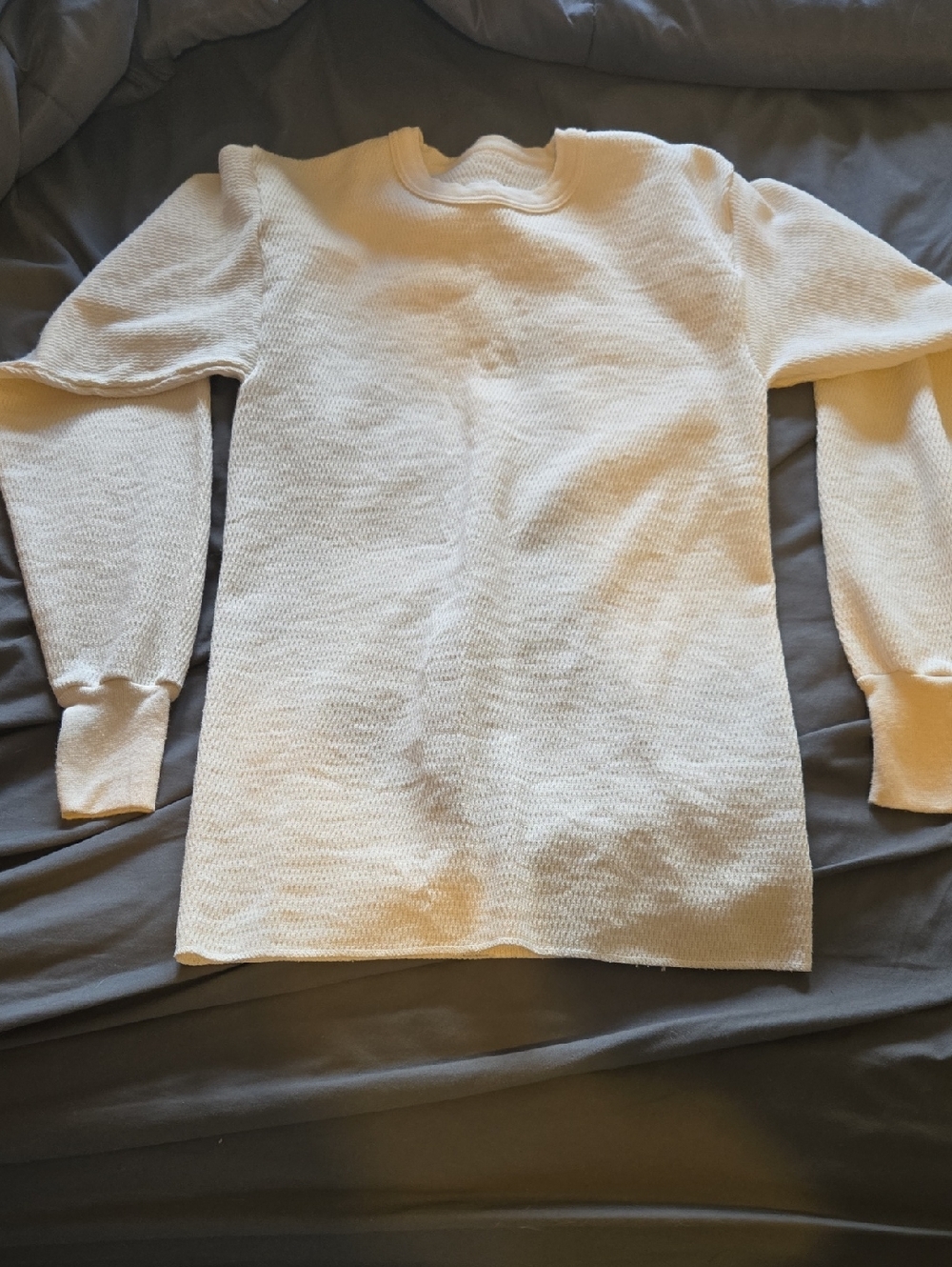 Men's Long-Sleeve Waffle-Knit Undershirt — Cream